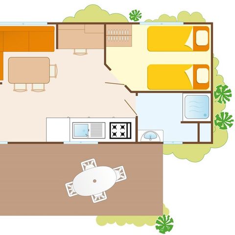 Mobilhome 6 personnes - Mobil-home | Classic | 2 Ch. | 4/6 Pers. | Terrasse surélevée