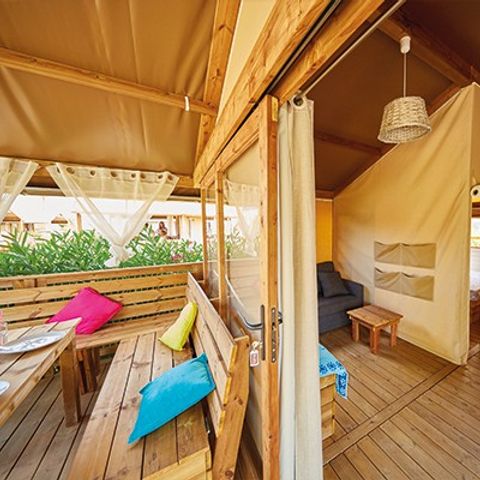 Tente en toile et en bois 5 personnes - Tente Lodge | 2 Ch. | 4/5 Pers. | Sans SDB