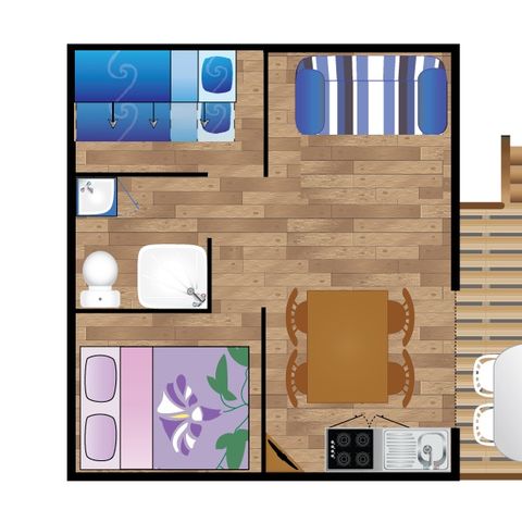 TENTE TOILE ET BOIS 4 personnes - Lodge IGUELDO 4 personnes