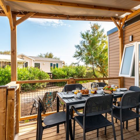 MOBILHOME 6 personnes - Mobil-home | Premium Azure | 3 Ch. | 6 Pers. | Terrasse surélevée | Clim. | TV