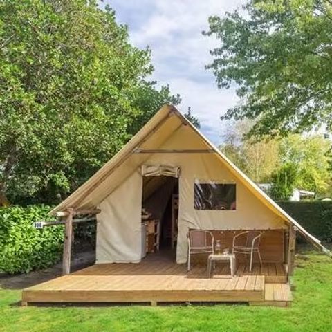 TENTE TOILE ET BOIS 4 personnes - Eco Lodge | 2 Ch. | 3/4 Pers. | Terrasse surélevée | Sans SDB