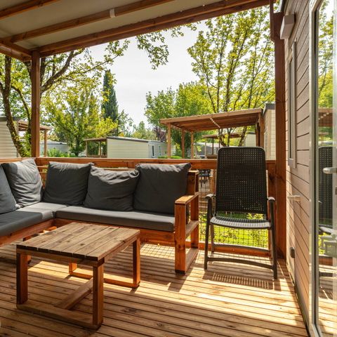 MOBILHOME 6 personnes - Mobil-home | Premium | 3 Ch. | 6 Pers. | Terrasse couverte | 1 SDB | Clim. | TV