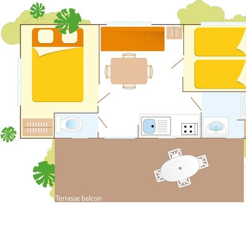 MOBILHOME 4 personnes - Classic | 2 Ch. | 4 Pers. | Terrasse surélevée | Clim