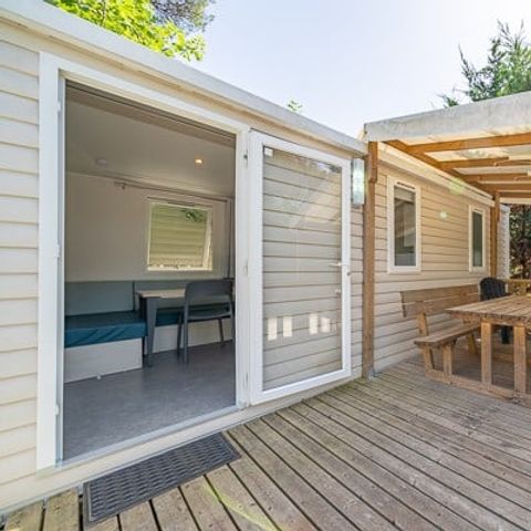 MOBILHOME 5 personnes - Comfort | 2 Ch. | 5 Pers. | Terrasse surélevée | 2 SDB | Clim. | TV
