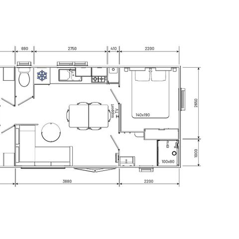 MOBILHOME 6 personnes - Mobil-home | Comfort | 3 Ch. | 6 Pers. | Terrasse surélevée | Clim.