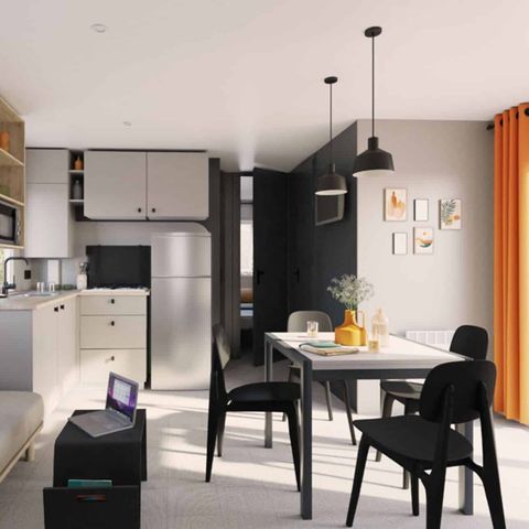 MOBILHOME 8 personnes - Mobil-home | Comfort | 4 Ch. | 8 Pers. | Terrasse surélevée | Cuisine extérieure | 2 SDB | Clim.