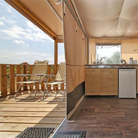 Tente en toile et en bois 5 personnes - Super Lodge | 2 Ch. | 4/5 Pers. | 1 SDB