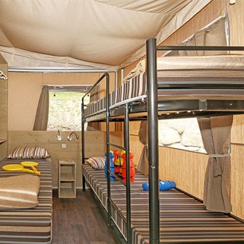 Tente en toile et en bois 5 personnes - Super Lodge | 2 Ch. | 4/5 Pers. | 1 SDB