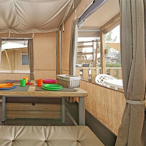 Tente en toile et en bois 5 personnes - Super Lodge | 2 Ch. | 4/5 Pers. | 1 SDB