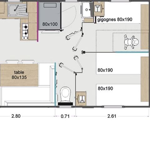 MOBILHOME 6 personnes - COTTAGE PREMIUM - Les Pins | 6 pers.