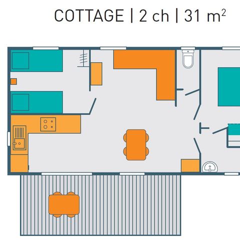 MOBILHOME 6 personnes - COTTAGE PREMIUM - Les Genêts | 4-6 pers.