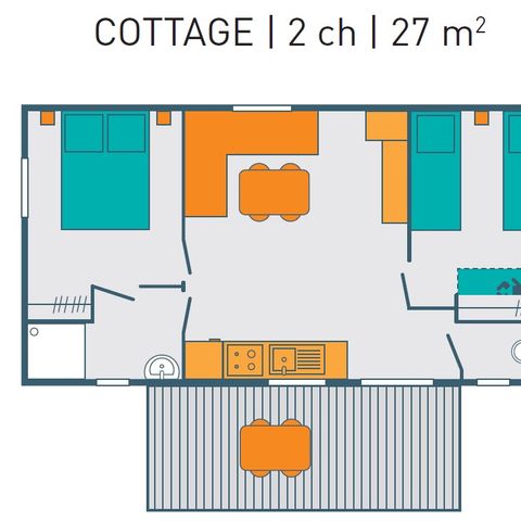 MOBILHOME 4 personnes - COTTAGE PREMIUM - Les Genêts | 4 pers.