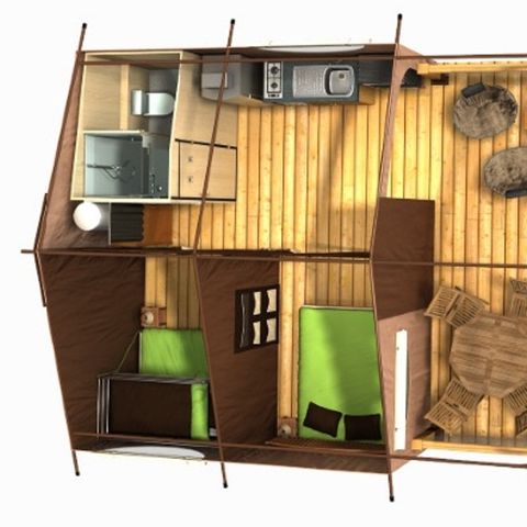TENTE TOILE ET BOIS 5 personnes - LODGE CONFORT Victoria | 5 pers. 2 ch.