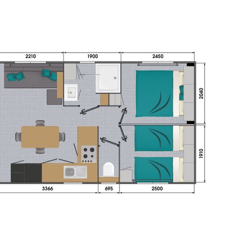 MOBILHOME 5 personnes - Cottage Living  - climatisé 