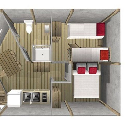 BUNGALOW TOILÉ 5 personnes - Junior 2 chambres 21m²