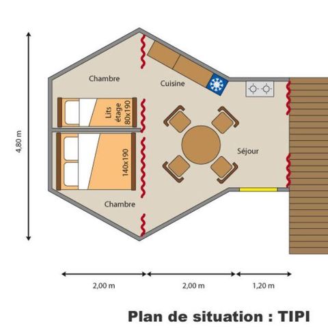 BUNGALOW 4 personnes - Tipi toilé 18m² - sans sanitaires