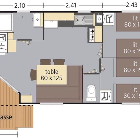 MOBILHOME 6 personnes - Loft Confort 32m² - Climatisation - TV