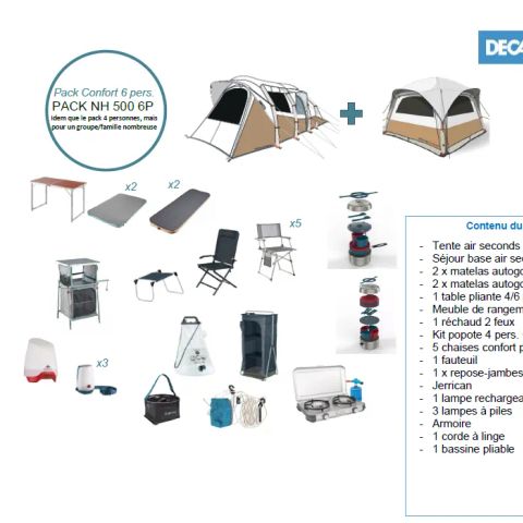 TENTE 6 personnes - LE « PRET A CAMPER » sans sanitaires