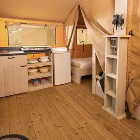 Tente en toile et en bois 5 personnes - Super Lodge | 2 Ch. | 4/5 Pers. | Terrasse simple