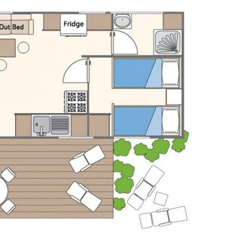 MOBILHOME 4 personnes - Mobil-home | Classic | 2 Ch. | 4 Pers. | Terrasse surélévée non couverte