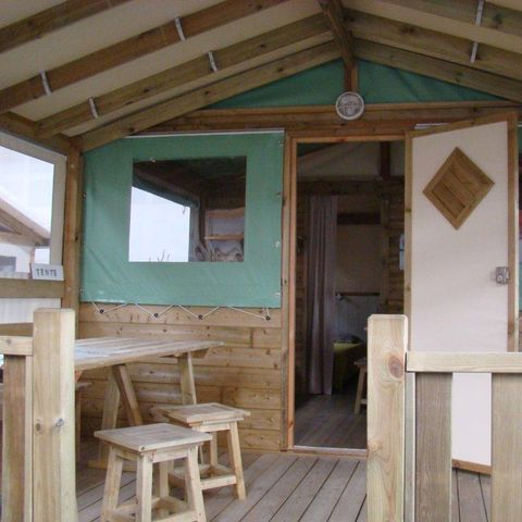 Tente en toile et en bois 4 personnes - EVASION 2 chambres, sans sanitaires