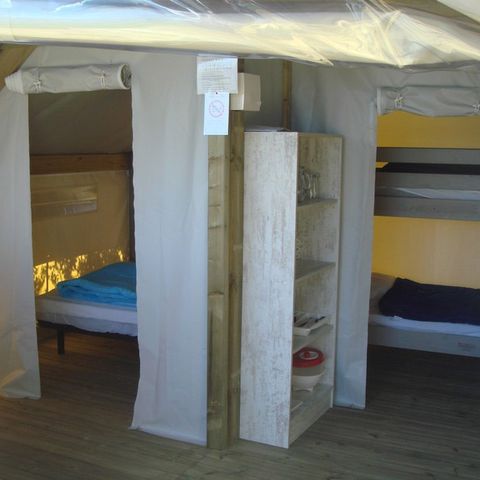Tente en toile et en bois 4 personnes - LODGE SAHARI avec sanitaire privatif