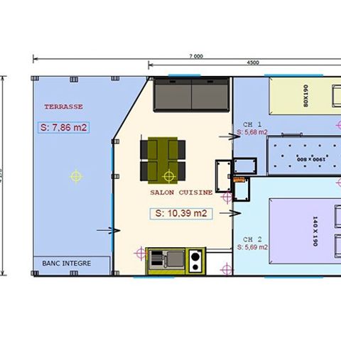 Tente en toile et en bois 5 personnes - LODGE SAHARI avec sanitaire privatif