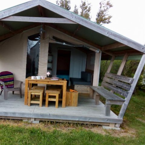 Tente en toile et en bois 5 personnes - LODGE SAHARI avec sanitaire privatif