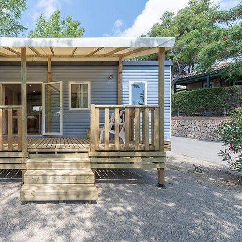 MOBILHOME 6 personnes - Premium | 3 Ch. | 6 Pers. | Terrasse surélevée | 1 SDB | Clim.