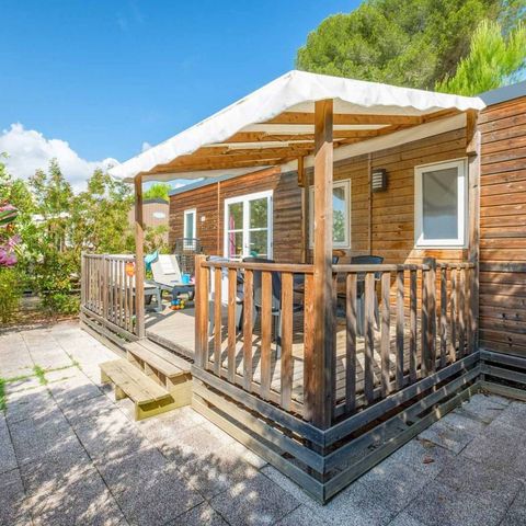 MOBILHOME 4 personnes - Comfort | 2 Ch. | 4 Pers. | Terrasse surélevée | 2 SDB | Clim. | TV