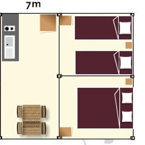 Tente en toile et en bois 5 personnes - Lodge sans sanitaires