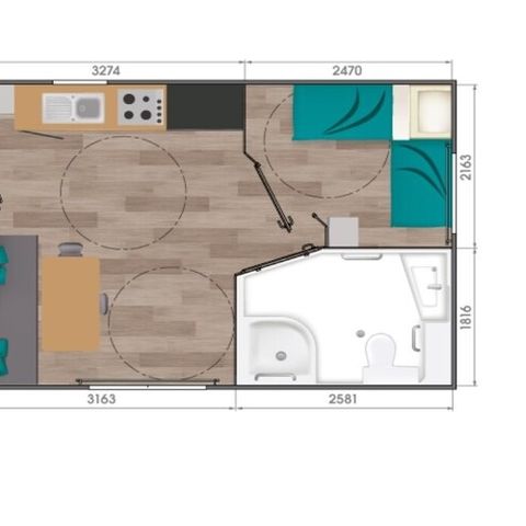 MOBILHOME 4 personnes - Confort + 2 chambres 4 personnes PMR (Personnes à mobilité réduite prioritairement) Samedi