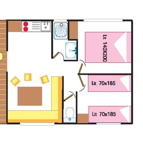 MOBILHOME 4 personnes - Classic XL | 2 Ch. | 4 Pers. | Terrasse simple | TV