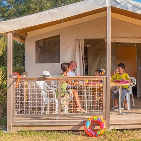 TENTE TOILE ET BOIS 5 personnes - Éco-Lodge | 2 Chambres | Capacité 4/5 Personnes | Sans Sanitaires