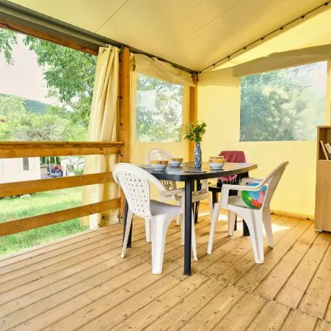 Tente en toile et en bois 4 personnes - Bungalow Toilé 3 Pièces 4 adultes (+ 1 enfant -9 ans) Sans Sanitaire