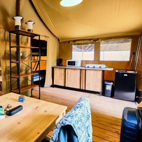 Tente en toile et en bois 5 personnes - Lodge Cosy 3 Pièces 5 Personnes Sans Sanitaire