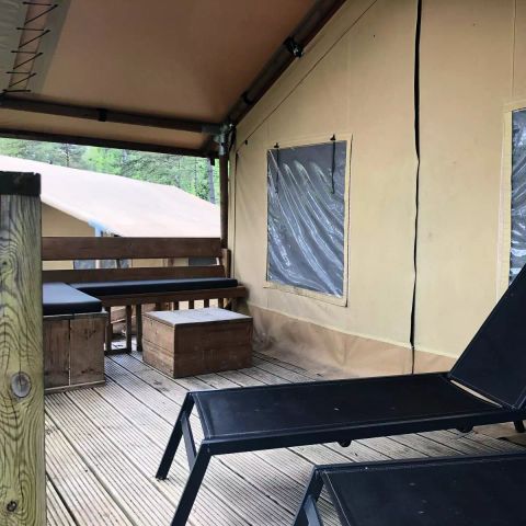 Tente en toile et en bois 5 personnes - Tente Kalahari XL 3 Pièces 5 Personnes Sans Sanitaire