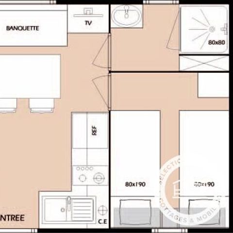 MOBILHOME 4 personnes - Loisirs 3 Pièces 4 Personnes + TV