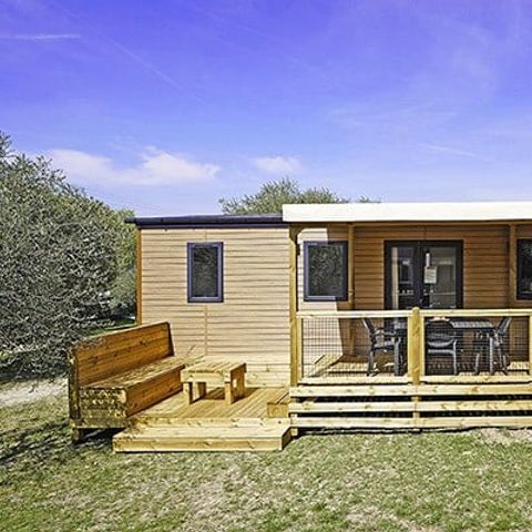 MOBILHOME 6 personnes - Premium | 3 Ch. | 6 Pers. | Terrasse surélevée | 2 SDB | Clim. | TV
