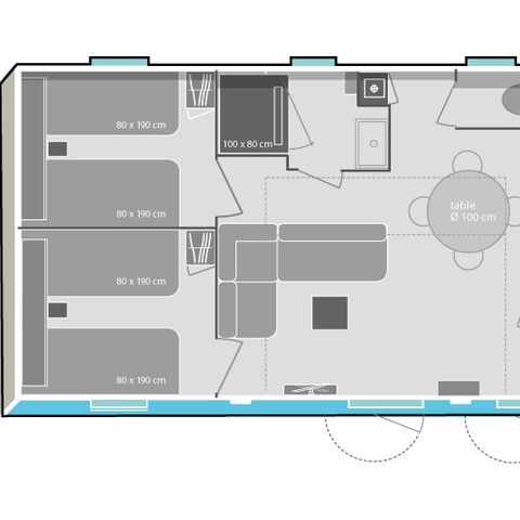 MOBILHOME 6 personnes - Cottage Prestige 3 Chambres