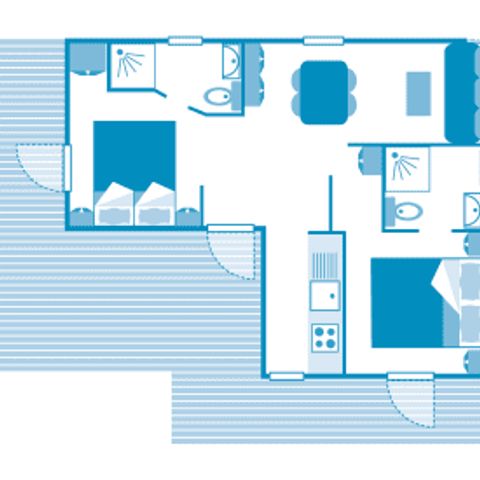 MOBILHOME 4 personnes - Chalet Newton 4p 2ch 2SdB Clim Premium