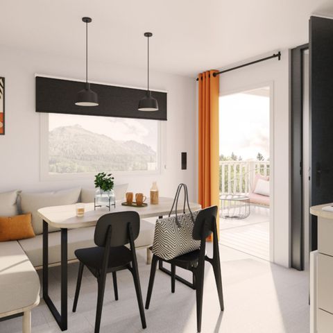 MOBILHOME 4 personnes - 25m² Premium  (2ch-4pers) dont Terrasse semi-couverte + TV + LV + BBQ