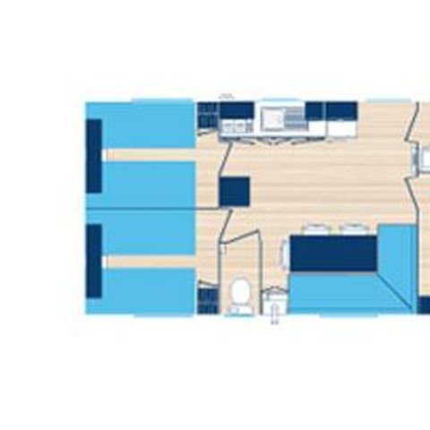 MOBILHOME 6 personnes - ESPACE PREMIUM- 32m2 clim et TV - vue bassin
