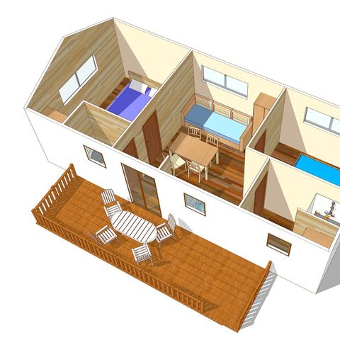 MOBILHOME 4 personnes - Comfort | 2 Ch. | 4 Pers. | Terrasse simple | Clim.