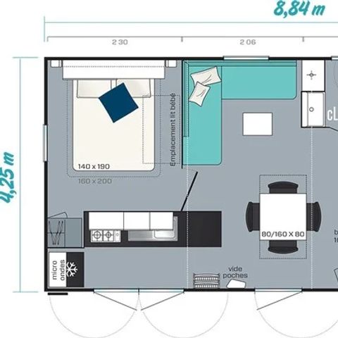 MOBILHOME 6 personnes - Comfort XL | 3 Ch. | 6 Pers. | Terrasse surélevée | Clim. | TV