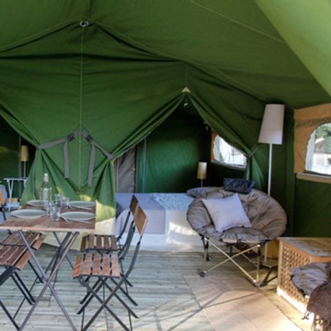 TENTE TOILE ET BOIS 4 personnes - Freeflower CONFORT 37m² (2 chambres) dont terrasse couverte 13m²
