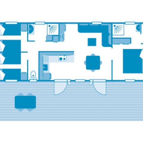 MOBILHOME 6 personnes - Cottage Naiade 6p 3ch 2Sdb Premium