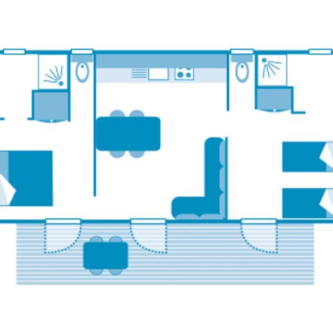 MOBILHOME 4 personnes - Cottage Naiade 4p 2ch 2Sdb Premium