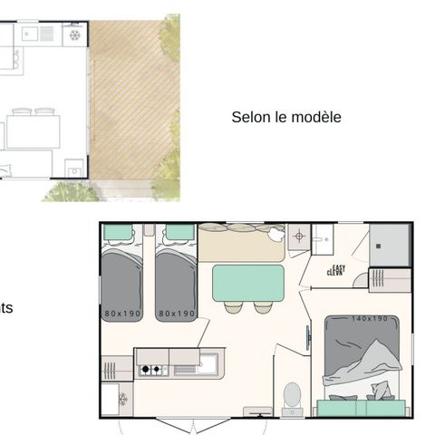 MOBILHOME 4 personnes - Mobil-home Cocoon 4 personnes 2 chambres 23m²