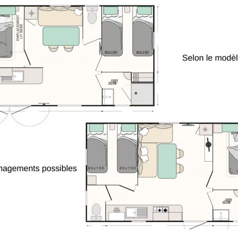 MOBILHOME 7 personnes - Mobil-home Evasion+ 7 personnes 2 chambres 28m²